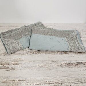 Yves Delorme  Robins Egg Blue Standard Pillow Shams  20X26  Floral & Lattice 4"